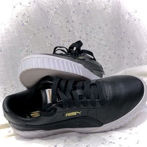 Puma Cali Black Leather Snakeskin Women's Sneakers Size 10